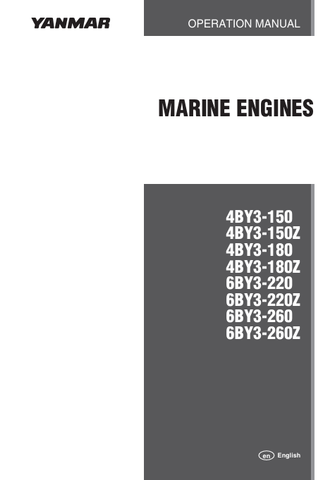 YANMAR 4BY3 MARINE ENGINES (0ABY0–G00301) OPERATION MANUAL - PDF FILE