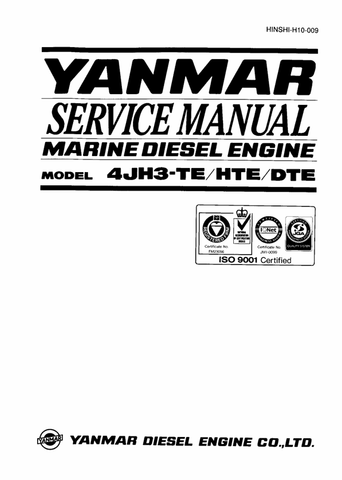 YANMAR 4JH3-TE (HINSHI H10-009) SERVICE MANUAL - PDF FILE
