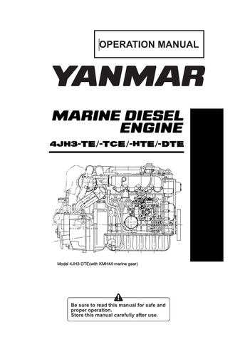 YANMAR 4JH3 MARINE ENGINES OPERATION MANUAL - PDF FILE
