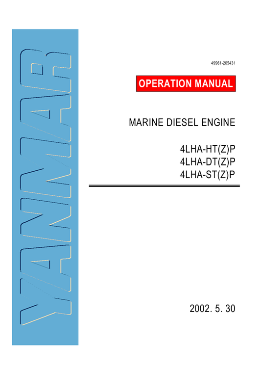 YANMAR 4LHA (49961-205431) OPERATION MANUAL - PDF FILE