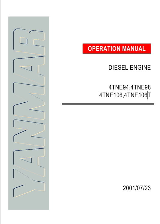 YANMAR 4TNE94, 4TNE98, 4TNE106, 4TNE106T OPERATION MANUAL - PDF FILE