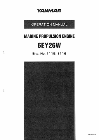 YANMAR 6EY26W (RA-B07001) OPERATION MANUAL - PDF FILE