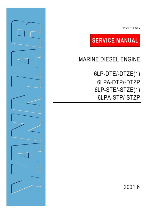 YANMAR 6LP MARINE ENGINES (HINSHI-H10-001-2) SERVICE MANUAL - PDF FILE