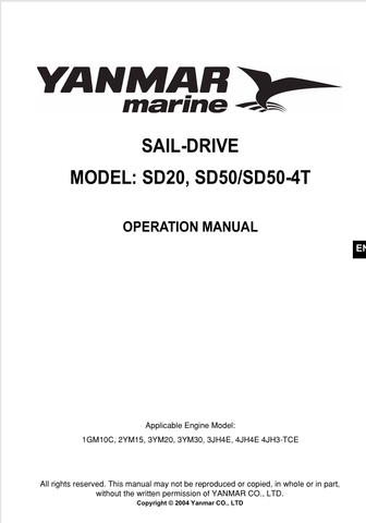 YANMAR SD20, SD50, SD50-4T OPERATION MANUAL - PDF FILE