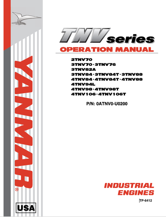 YANMAR TNV SERIES (0ATNV0-U0200) OPERATION MANUAL - PDF FILE