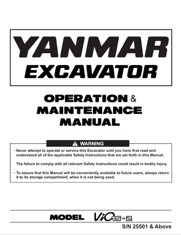 YANMAR VIO15-2 OPERATION AND MAINTENANCE MANUAL - PDF FILE