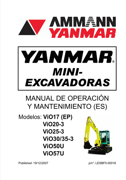 YANMAR VIO17-57 (LESBF0-00016) OPERATION MANUAL - PDF FILE