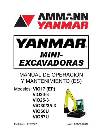 YANMAR VIO17-57 (LESBF0-00016) OPERATION MANUAL - PDF FILE