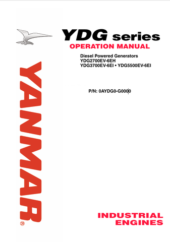 YANMAR YDG SERIES (0AYDG0-G0000) OPERATION MANUAL - PDF FILE