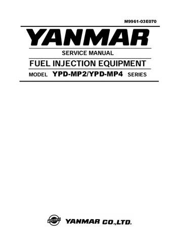 YANMAR YPD-MP2, YPD-MP4 (M9961-03E070) SERVICE MANUAL - PDF FILE