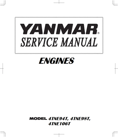 Yanmar 4TNE94T, 4TNE98T, 4TNE106T Engines Service Repair Manual 915173 - PDF File