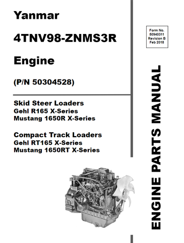 YANMAR 4TNV98-ZNMS3R ENGINE PARTS CATALOGUE MANUAL 50940311 - PDF FILE