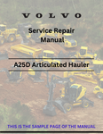 VOLVO A25D ARTICULATED HAULERS (ART) SERVICE REPAIR MANUAL (PDF FILE)