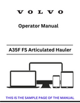 VOLVO A35F FS VOLVO SN 320001- ARTICULATED HAULERS (ART) OPERATOR MANUAL (PDF FILE)
