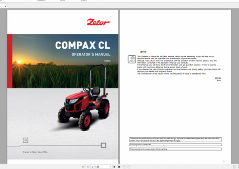 Discover the essential ZETOR TRACTOR COMPAX CL, 25 OPERATOR’S MANUAL in a convenient PDF format. This comprehensive guide is designed to enhance your understanding and operation of the Zetor Compax CL, ensuring you get the most out of your tractor.