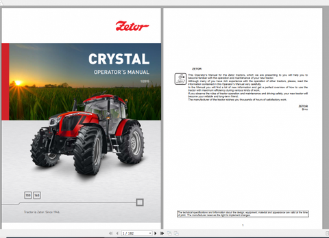 Unlock the full potential of your Zetor Tractor Crystal 150 or 160 with our comprehensive Operator’s Manual, available in a convenient PDF format. This essential guide is designed to enhance your understanding of your tractor's features,