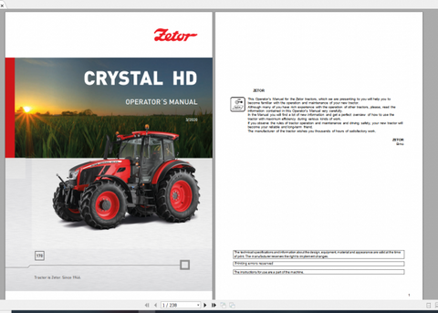 Discover the ZETOR TRACTOR CRYSTAL HD 170, a powerful and efficient machine designed to meet the demands of modern farming. This tractor combines robust performance with advanced technology, ensuring you can tackle any agricultural task with ease.