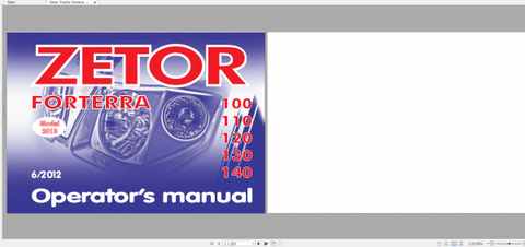 Unlock the full potential of your Zetor Forterra tractor with the comprehensive Operator’s Manual for models 100, 110, 120, 130, and 140 (2013)