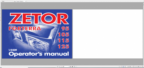 Discover the essential Zetor Tractor Forterra Operator’s Manual, available in a convenient PDF format. This comprehensive guide covers models 95, 105, 115, and 125, providing you with all the information needed to operate and maintain your tractor efficiently.