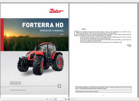 Discover the essential Zetor Tractor Forterra HD Operator’s Manual, designed specifically for models 130, 140, and 150 from 2015. This comprehensive PDF file serves as your go-to resource for understanding the features, maintenance,
