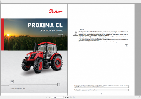 Discover the essential Zetor Tractor Proxima CL 100 (2018) Operator’s Manual, now available in a convenient PDF format.