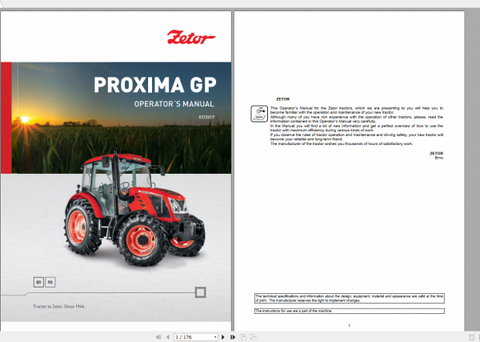 Discover the essential ZETOR TRACTOR PROXIMA GP Operator’s Manual, specifically designed for models 80 and 90 from 2017. This comprehensive PDF file serves as your go-to resource for understanding the intricacies of your tractor,