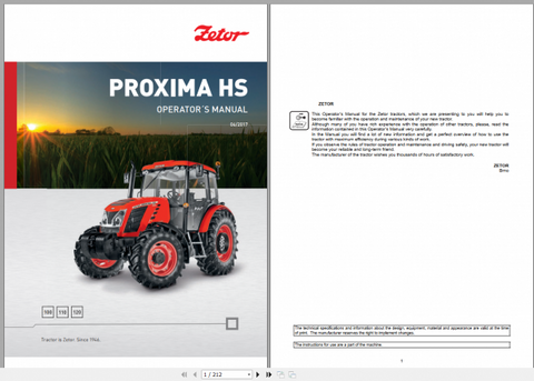 Enhance your ZETOR TRACTOR experience with the comprehensive Operator’s Manual for the Proxima HS models 100, 110, and 120 (2017). This PDF file serves as an essential resource, 