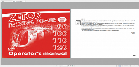 Enhance your ZETOR TRACTOR experience with the comprehensive Operator’s Manual for the Proxima Power series (90, 100, 110, 120, 2011). This PDF file is an essential resource for both new and seasoned operators,