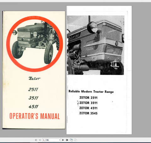 UNLOCK THE FULL POTENTIAL OF YOUR ZETOR TRACTOR WITH THE COMPREHENSIVE OPERATOR’S MANUAL FOR MODELS UR, I, 2511-4511.
