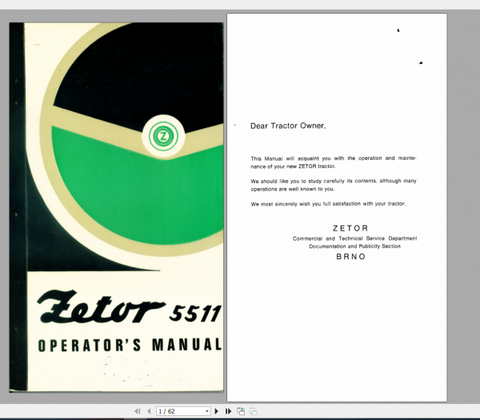 Discover the essential ZETOR TRACTOR UR, I, 5511 Operator’s Manual in a convenient PDF format. This comprehensive guide is designed to enhance your understanding of your tractor,