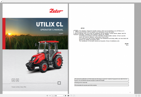 DISCOVER THE ESSENTIAL ZETOR TRACTOR UTILIX CL OPERATOR’S MANUAL FOR MODELS 45 AND 55 (2021) IN A CONVENIENT PDF FORMAT.