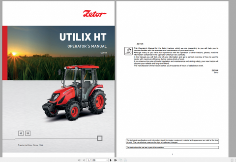 UNLOCK THE FULL POTENTIAL OF YOUR ZETOR TRACTOR UTILIX HT 45 AND 55 WITH THE COMPREHENSIVE OPERATOR’S MANUAL (2018) AVAILABLE IN A CONVENIENT PDF FORMAT. 