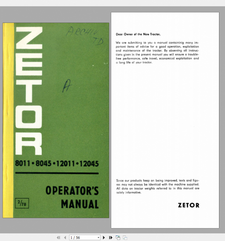 Enhance your Zetor Tractor experience with the comprehensive UR, II, 8011-12045 Operator’s Manual, now available in a convenient PDF format. This essential guide is designed to provide you with all the necessary information to operate and maintain your tractor efficiently,