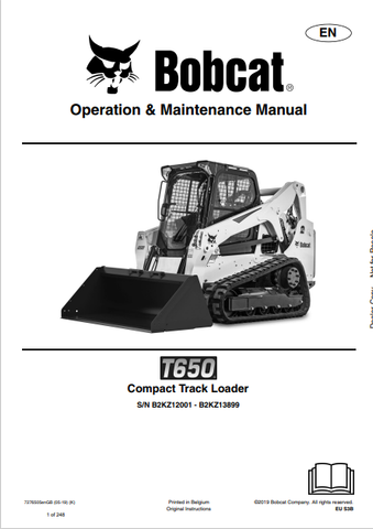 Discover the comprehensive operation and maintenance manual for the Bobcat T650 Compact Track Loader. Download the PDF file for essential insights and guidelines.