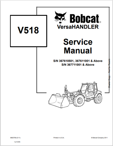  Discover the comprehensive service manual for the BOBCAT V518 Versahandler (6902756). Download the PDF for expert guidance and maintenance tips.