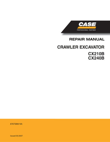  Enhance your maintenance capabilities with the CASE CX210B and CX240B Crawler Excavator Service Manual (Part No. 87673890). This comprehensive guide is designed to provide you with detailed instructions and insights, ensuring that your excavator operates at peak performance.