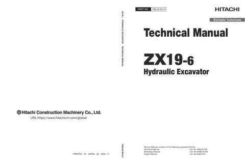HITACHI ZX19-6 EXCAVATOR SERVICE MANUAL TABL50-EN-01 (2023.12.04) PDF FILE