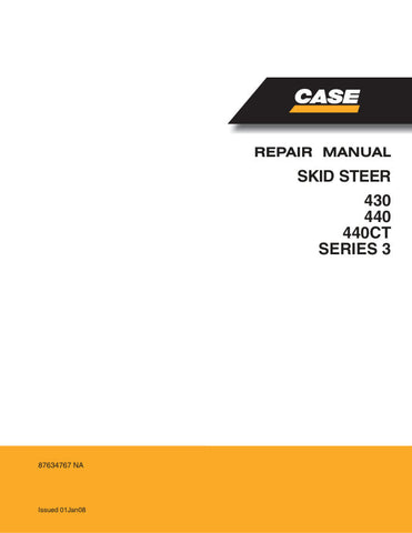 Discover the ultimate resource for maintaining your CASE 430, 440, and 440CT Series 3 Skid Steer with the comprehensive Service Manual (Part Number: 87634767). This manual is meticulously designed to provide you with detailed instructions, diagrams, and troubleshooting tips, ensuring that you can keep your equipment running smoothly and efficiently.