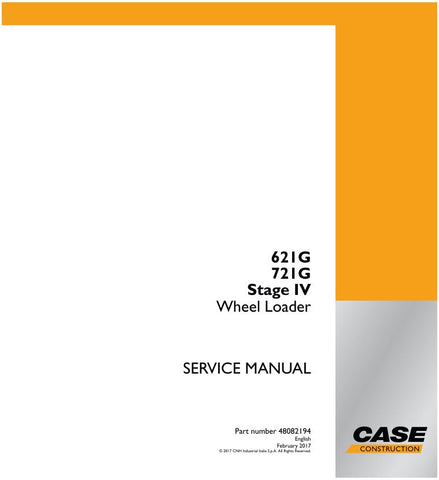 Discover the ultimate resource for maintaining your CASE 621G and 721G Stage IV Wheel Loaders with the comprehensive Service Manual (Part Number: 48082194). This manual is meticulously designed to provide you with detailed instructions, diagrams, and troubleshooting tips to ensure your equipment operates at peak performance.