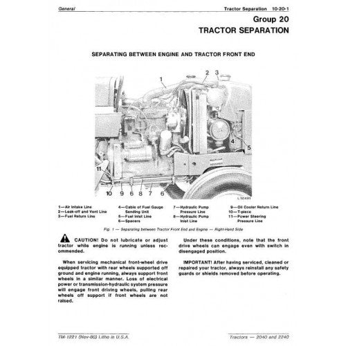 JOHN DEERE 2040 TRACTOR TECHNICAL SERVICE MANUAL TM1221 PDF FILE